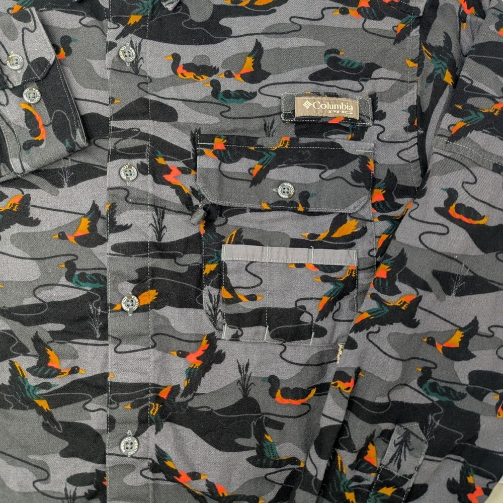 Columbia Sportswear Long Sleeve Button Down Shirt Gray Duck Camo L G - Picture 2 of 11